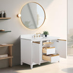 Vera Accent 48-in Single Sink Bathroom Vanity in White with Engineered Marble Top, VA8048-W, CVH48-W, Retail: $1,299.99, FINAL PRICE: $799.99