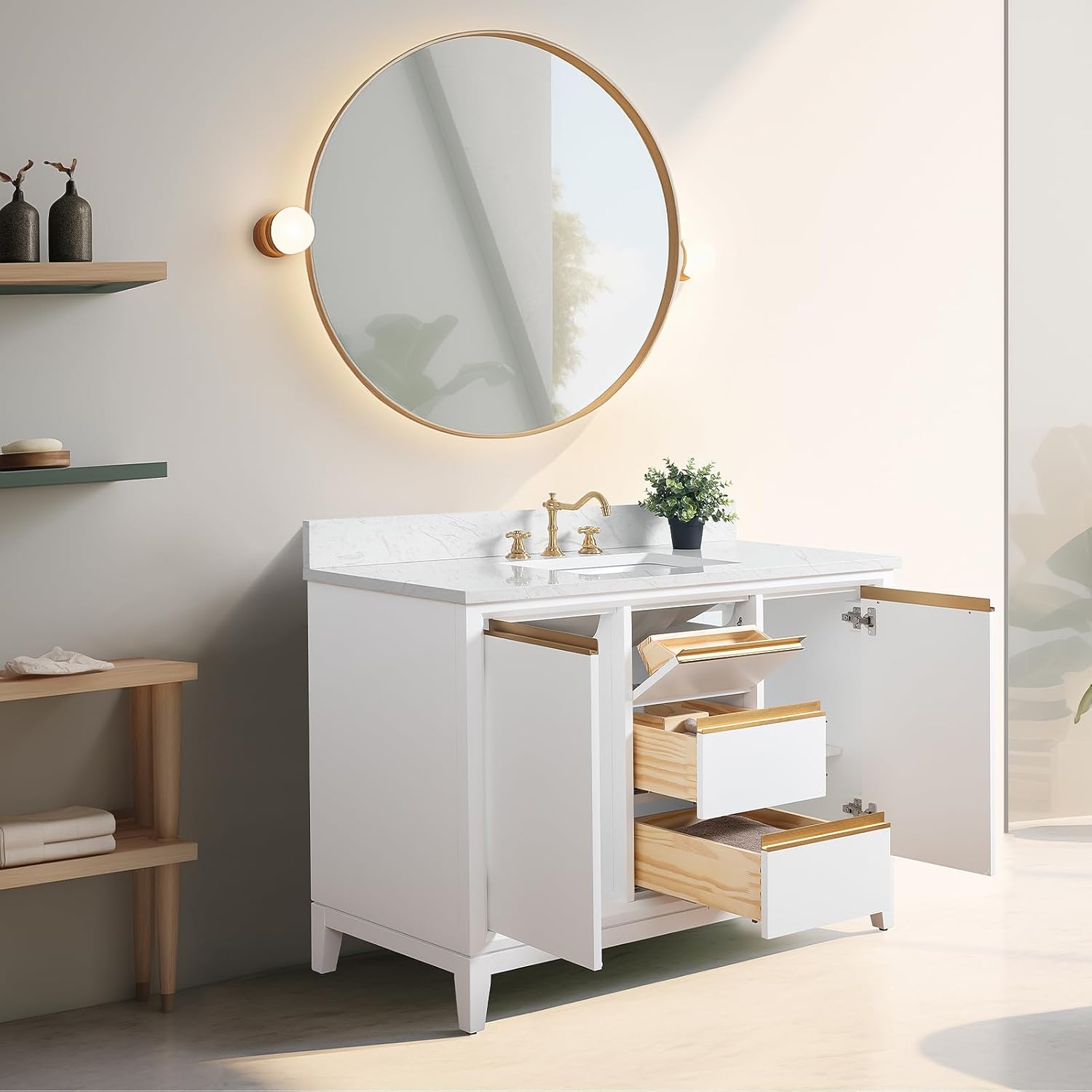 Vera Accent 48-in Single Sink Bathroom Vanity in White with Engineered Marble Top, VA8048-W, CVH48-W, Retail: $1,299.99, FINAL PRICE: $799.99