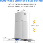 JOEAONZ Island Range Hood 30-in 700 CFM Gesture & Touch Control Ceiling Mount Stainless Steel Kitchen Vent Hood Convertible 3-speed Ventilation Fan, YY0275B-S Ti0275 *JR2510, Retail: $336.96, FINAL PRICE: $199.99 + TAX