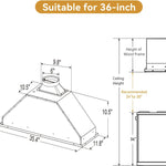 Vikio 36-in Convertible 580-CFM Insert Under Cabinet Range Hood in Stainless Steel, RB10-36 *HD2510, Retail: $219.99, FINAL PRICE: $149.99 + TAX