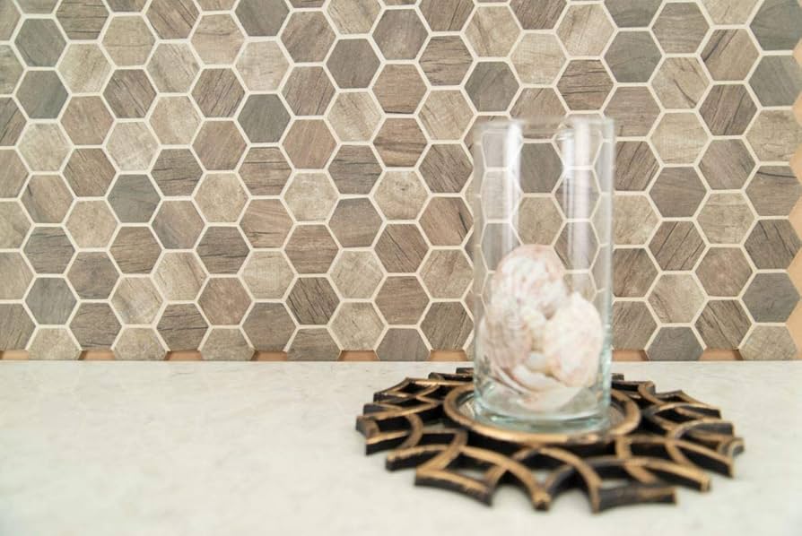 Driftwood 2-in Hexagon 12x12  Mosaic, 14.7sf, 15 pcs, 45 lbs, FINAL PRICE: $7.99/pc, $119.85/box + Tax