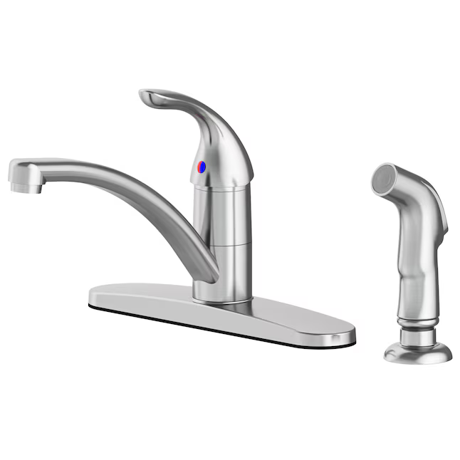 Project Source EVERFIELD Stainless Steel PVD Single Handle Deck-Mount Kitchen Faucet (Deck Plate Included) (Side Sprayer Included), 67221W-110802 #5277764 *JR2509, Retail: $Exclusive, FINAL PRICE: $29.99 + TAX
