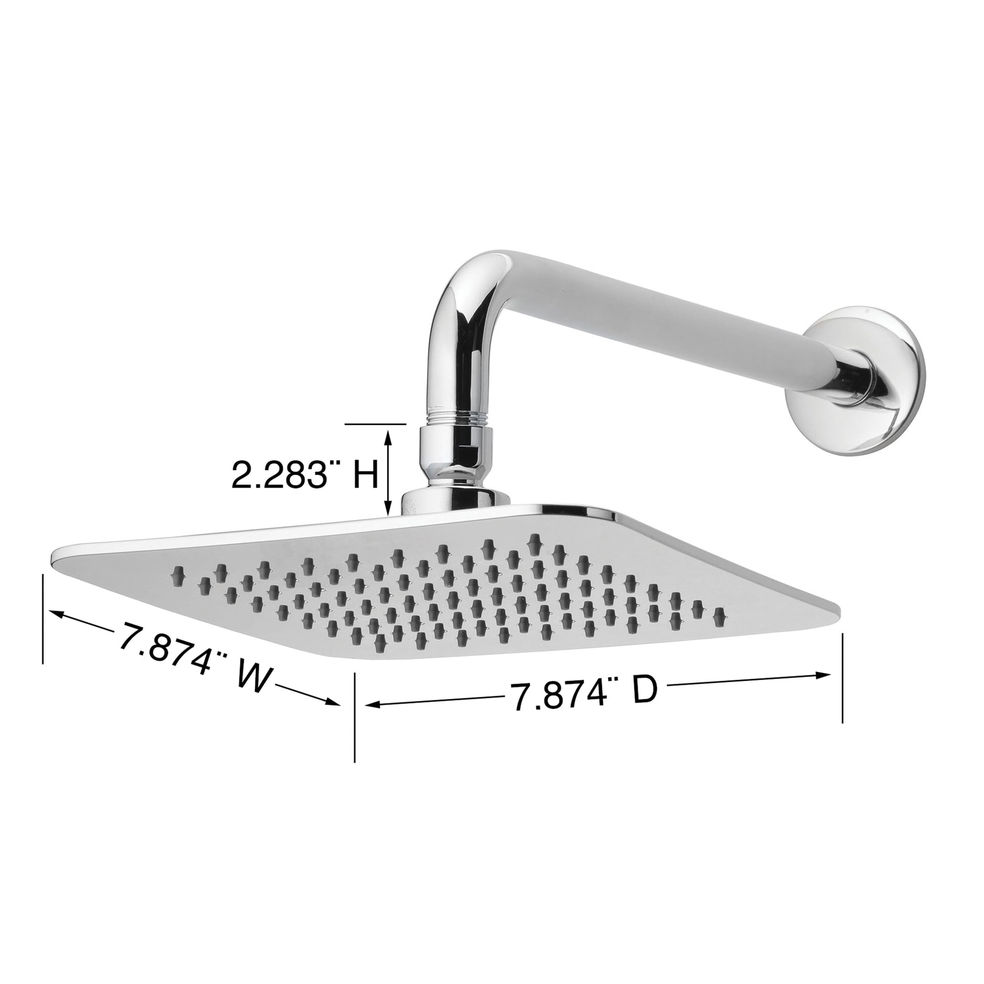 Project Source 1.0 -Spray Chrome 7.87-in Square Rain Shower Head 1.8 GPM
