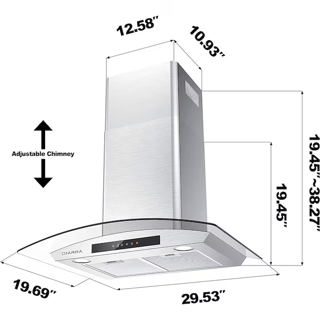 CIARRA 30-in Convertible 450-CFM Stainless Steel Wall-Mounted Range Hood, CAS75502 *JR2507, Retail: $429.99, FINAL PRICE: $279.99 + TAX