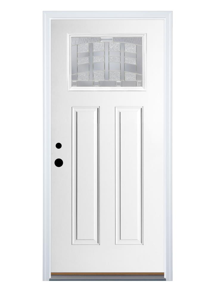 Therma-Tru Smooth Star Emerson Entry Door 36-in x 80-in x 4-9/16-in Fiberglass Right-hand inswing Ready to paint Unfinished Prehung Residential Insulating core Front Door