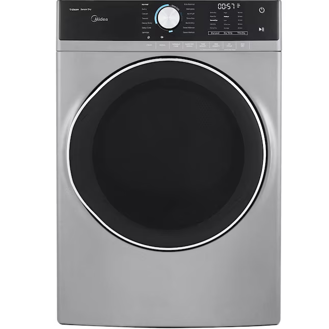 Midea 8-cu ft Stackable Steam Cycle Electric Dryer (Graphite Silver)