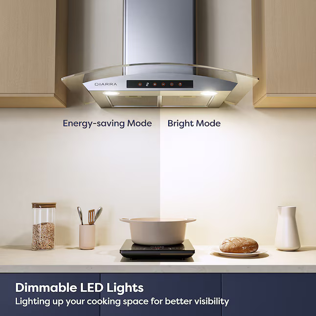 CIARRA 30-in Convertible 450-CFM Stainless Steel Wall-Mounted Range Hood, CAS75502 *JR2507, Retail: $429.99, FINAL PRICE: $279.99 + TAX
