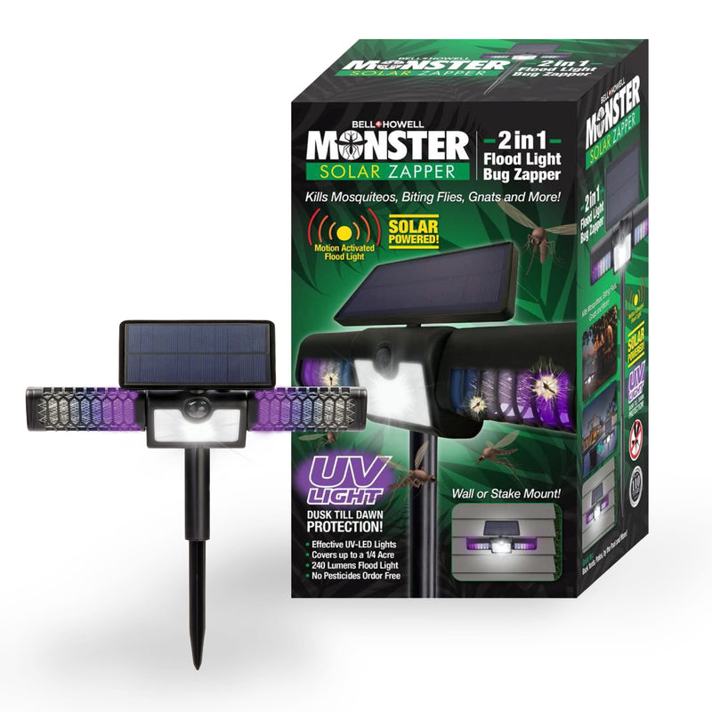 BELL + HOWELL 110 -Degree 3 -Wattage Equivalent Solar LED Black 1 -Head Motion-Activated Flood Light with Timer 240 -Lumen