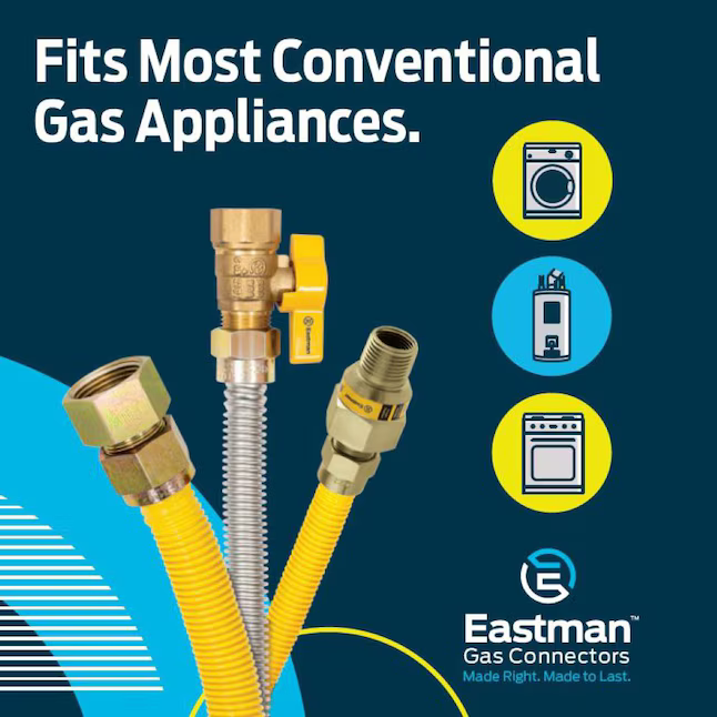 EASTMAN 48-in 3/4 -in MIP Inlet x 3/4 -in MIP Outlet Corrugated Stainless Steel Gas Appliance Installation Kit, 30YE54V45048K #5137068  *JR2512, Retail: $39.98, FINAL PRICE: $27.99 + TAX
