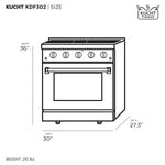 Kucht 30-in Deep recessed 4 burners Convection Oven Freestanding Dual Fuel Range ( Stainless Steel )