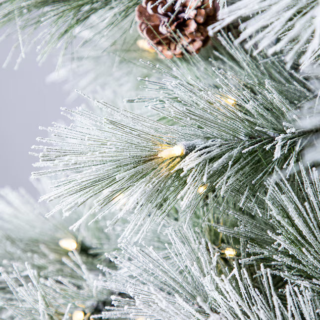 Holiday Living 7.5-ft Flocked Snowy Berkshire Pre-lit Artificial Christmas Tree with White LED Lights