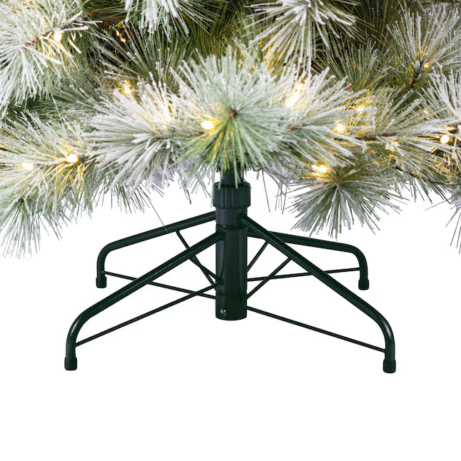 Holiday Living 7.5-ft Flocked Snowy Berkshire Pre-lit Artificial Christmas Tree with White LED Lights