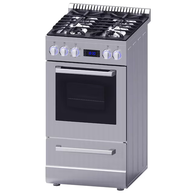 Avanti 20-in 4 burners 2.1-cu ft Freestanding Natural Gas Range (Stainless Steel), DGR20P3S *JR2510, Retail: $1,159.99, FINAL PRICE: $599.99 + TAX