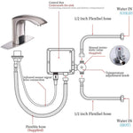 BWE Brushed Nickel Single hole Touchless WaterSense Low-arc Commercial/Residential Touchless Bathroom Sink Faucet with Deck Plate