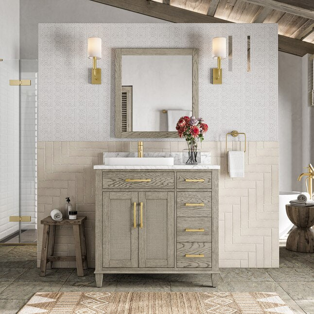 Ellen DeGeneres Valerosa 22-in x 30-in Framed Bathroom Washed Oak Mirror, 1658MR-28-278, FINAL PRICE: $39.99 + Tax