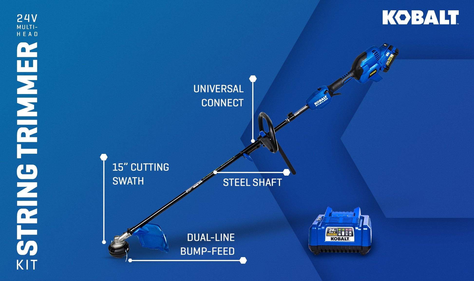 Kobalt 24-volt 15-in Split Shaft Attachment Capable Battery String Trimmer 4.0 Ah (Battery Included) (Charger Included [FBM-103]