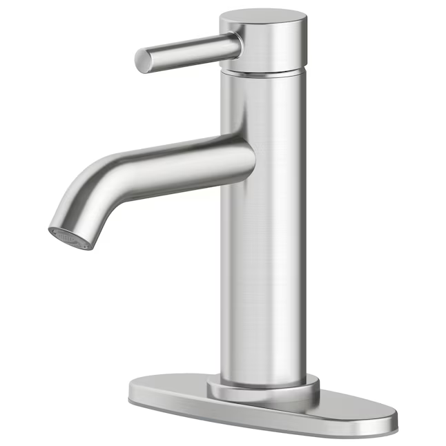 Alpine Reserve Harlow Brushed Nickel Single Hole 1-handle WaterSense Mid-arc Residential Handle Bathroom Sink Faucet with Drain with Deck Plate, 67746W-6004 #5287458 *JR2510, Retail: $69.00, FINAL PRICE: $34.99 + TAX