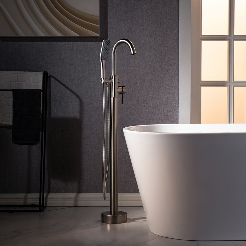 Woodbridge Derby Brushed Nickel 1-handle Freestanding High-arc Bathtub Faucet with Hand Shower