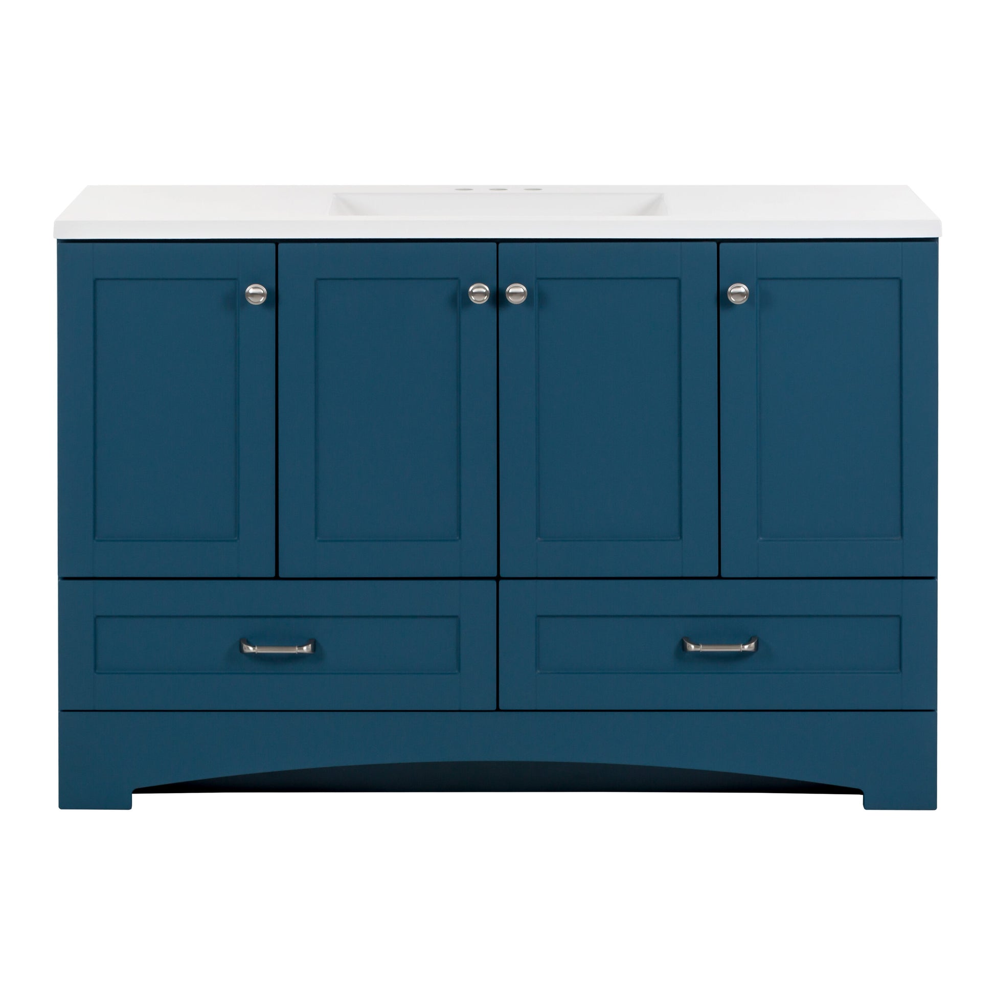 Diamond NOW Cassidy 48-in Admiral Blue Single Sink Bathroom Vanity with White Cultured Marble Top (Fully Assembled) [FBM-337]