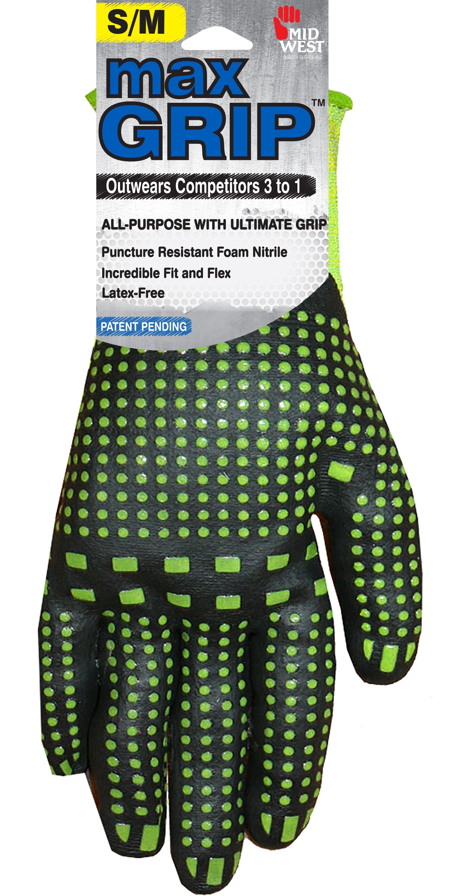 MidWest Quality Gloves, Inc. Medium Green Nitrile dipped Nitrile Everyday Gloves 1 -Pairs