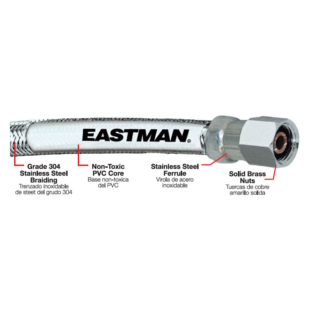EASTMAN 10-ft 1/4 -in Compression Inlet x 1/4 -in Compression Outlet Stainless steel Ice maker