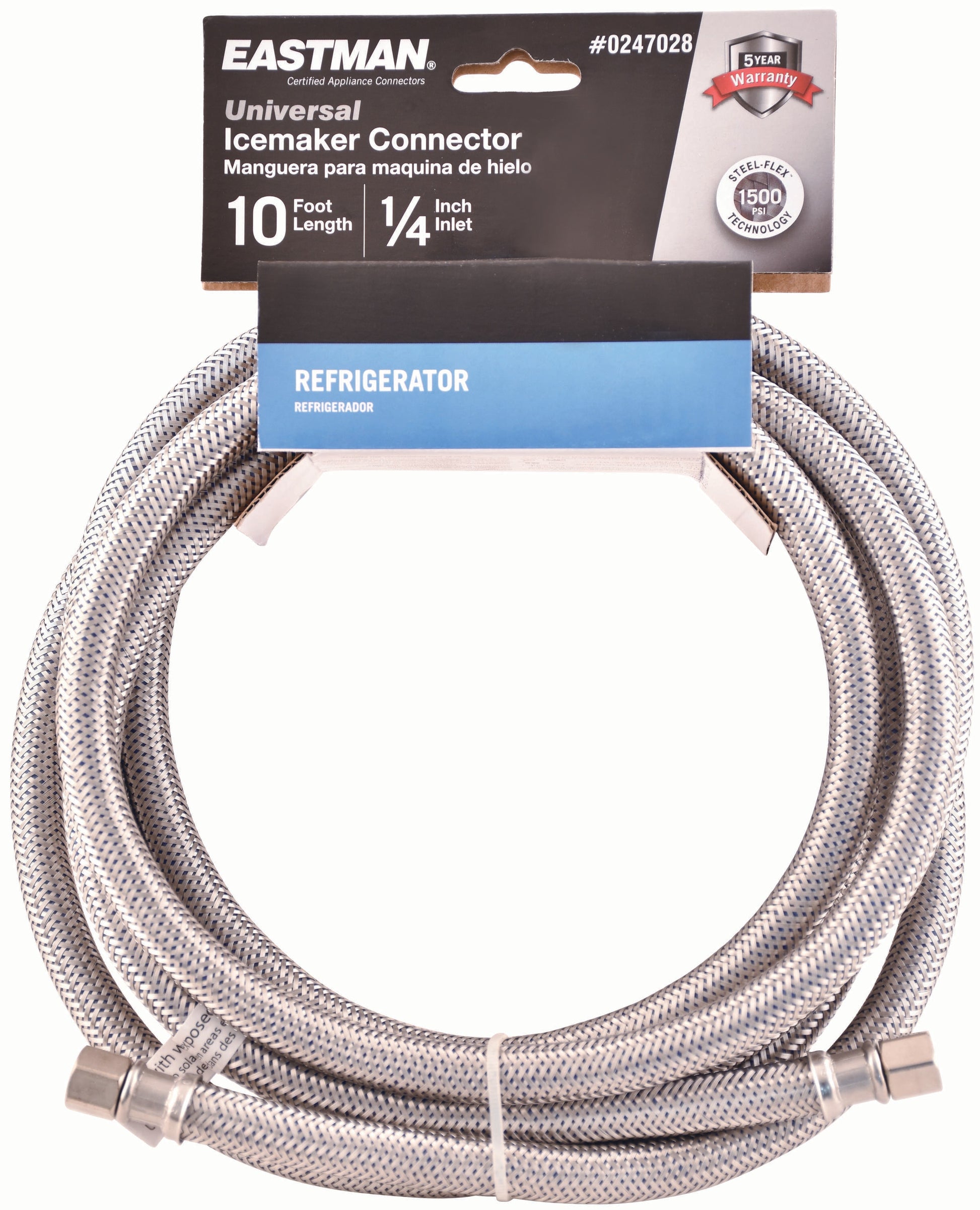 EASTMAN 10-ft 1/4 -in Compression Inlet x 1/4 -in Compression Outlet Stainless steel Ice maker
