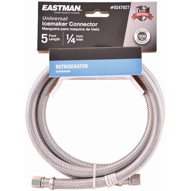 EASTMAN 5-ft 1/4 -in Compression Inlet x 1/4 -in Compression Outlet Stainless Steel Ice Maker Connector, 98516 #247027  *JR2510, Retail: $16.98, FINAL PRICE: $11.99 + TAX