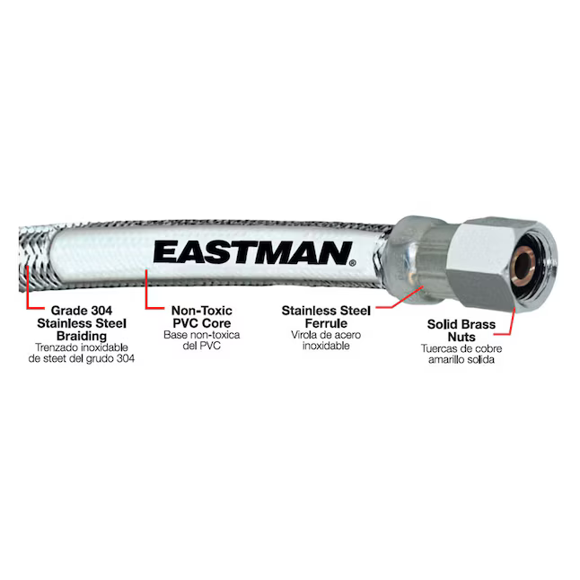EASTMAN 5-ft 1/4 -in Compression Inlet x 1/4 -in Compression Outlet Stainless Steel Ice Maker Connector, 98516 #247027  *JR2510, Retail: $16.98, FINAL PRICE: $11.99 + TAX