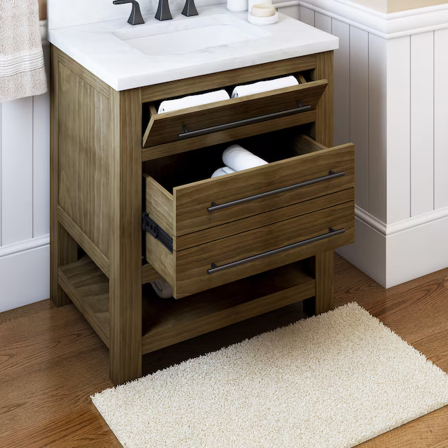 Alpine Reserve Kennilton 30-in Gray Oak Undermount Single Sink Bathroom Vanity with White Carrera Engineered Stone Top, WSLW30IFV #1571223  *JR2509, Retail: $999.00, FINAL PRICE: $399.99 + TAX