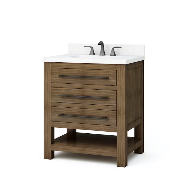 Alpine Reserve Kennilton 30-in Gray Oak Undermount Single Sink Bathroom Vanity with White Carrera Engineered Stone Top, WSLW30IFV #1571223  *JR2509, Retail: $999.00, FINAL PRICE: $399.99 + TAX