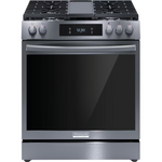 Frigidaire Gallery 30-in 5 burners 6-cu ft Air Fry Convection Oven Slide-In Gas Range (Smudge-Proof Black Stainless Steel), GCFG3060BDC *JR2510, Retail: $2,199.00, FINAL PRICE: $999.99 + TAX