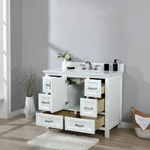 Rose 42-in Single Sink Vanity with Engineered Carrara Top in White, ROSE7042WH [FB329], FINAL PRICE: $879.99 + TAX [FBM-113]