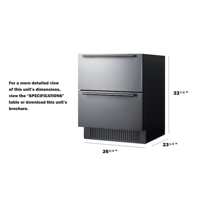 Summit Appliance 27-in 2-Drawer Built-in/Freestanding Drawer Refrigerator (Panel-Ready Stainless Steel front/black Cabinet), SPR275OS2D *JR2510, Retail: $2,838.00, FINAL PRICE: $1,599.99 + TAX
