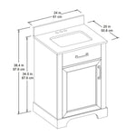 Summit Lane Alton 24-in Brown Undermount Single Sink Bathroom Vanity with White Engineered Stone Top, LWSG24VBR, 4082265, [FB284], MSRP: $624.00, FINAL: $279.99, CLEARANCE: $229.99 + Tax