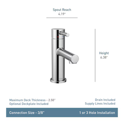 Moen Align Brushed Nickel Single hole 1-handle WaterSense Low-arc Residential Handle Bathroom Sink Faucet with Drain with Deck Plate, 6190BN, 2623979  *JR2503