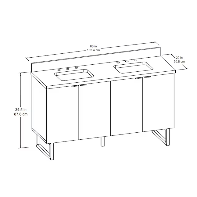 Alpine Reserve Destin 60-in Brown Undermount Double Sink Bathroom Vanity with White Engineered Stone Top, LWSE60VBR, MSRP: $1,289.00, Final Price: $699.99 + TAX