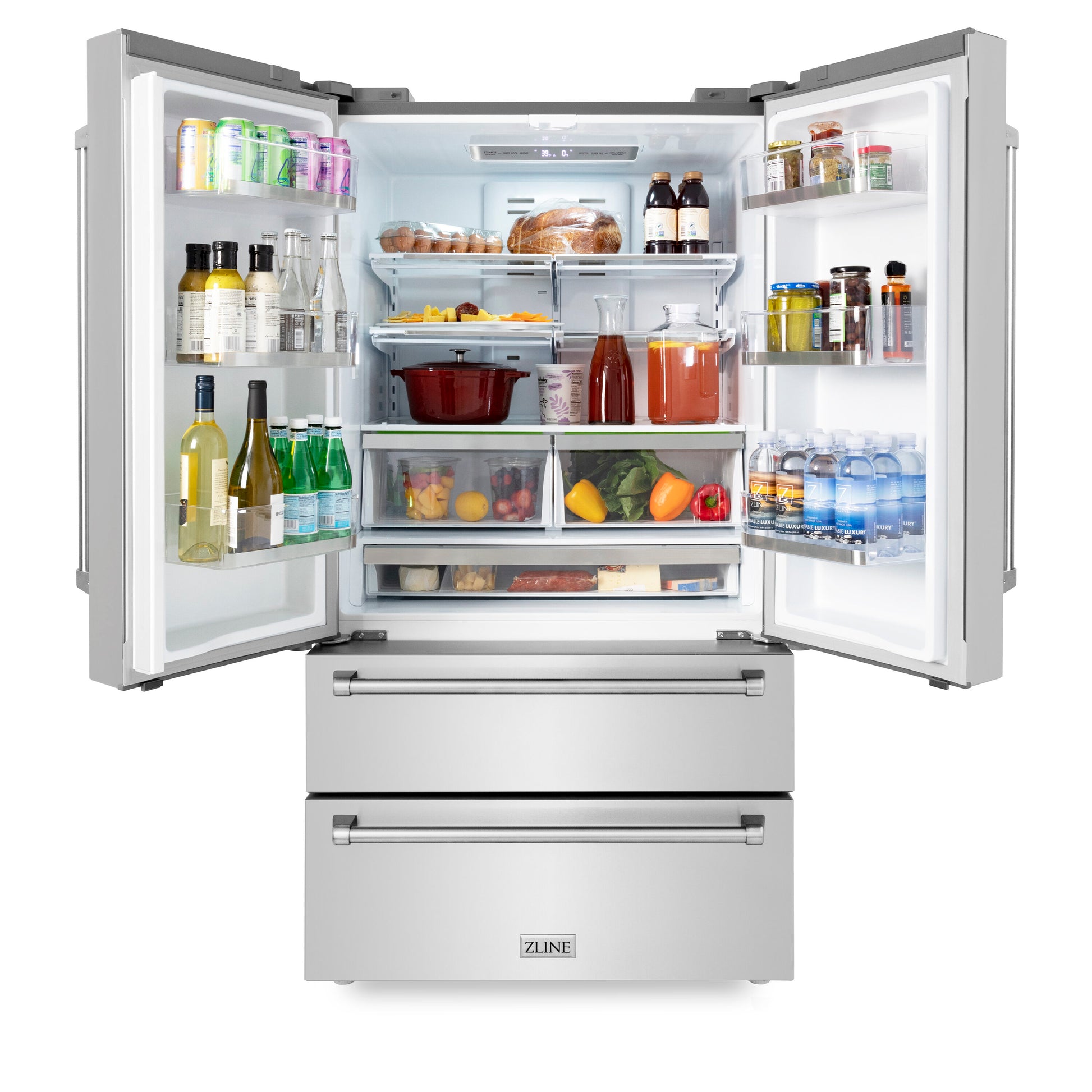 ZLINE KITCHEN & BATH Counter-Depth 22.5-cu ft 4 -Door 36-in Wide with Ice Maker (Fingerprint Resistant Stainless Steel)