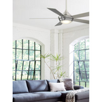 Fanimation Studio Collection Aire Drop 52-in Integrated LED Brushed Nickel with Dark Walnut/Gray Blades Ceiling Fan With Light - Remote Included (5-Blade), LP8068LBN  #0921295  #0921296  *JR2509, Retail: $198.00, FINAL PRICE: $109.99 + TAX
