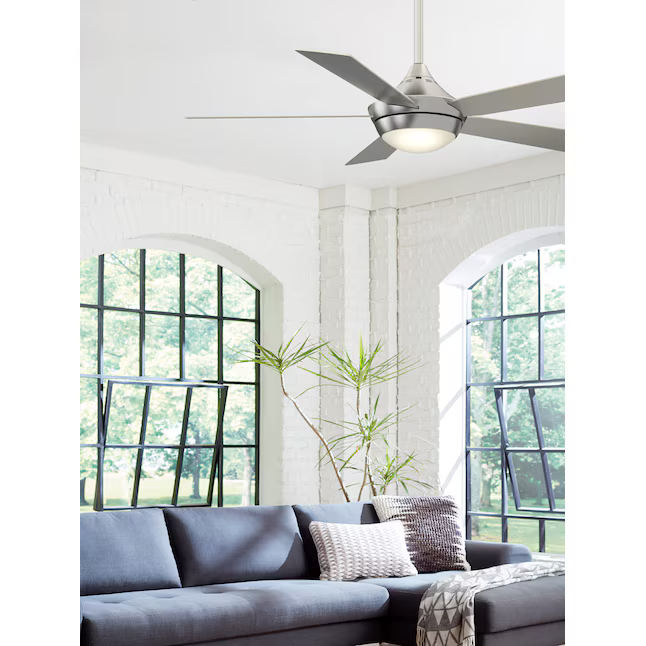 Fanimation Studio Collection Aire Drop 52-in Integrated LED Brushed Nickel with Dark Walnut/Gray Blades Ceiling Fan With Light - Remote Included (5-Blade), LP8068LBN  #0921295  #0921296  *JR2509, Retail: $198.00, FINAL PRICE: $109.99 + TAX