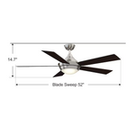 Fanimation Studio Collection Aire Drop 52-in Integrated LED Brushed Nickel with Dark Walnut/Gray Blades Ceiling Fan With Light - Remote Included (5-Blade), LP8068LBN  #0921295  #0921296  *JR2509, Retail: $198.00, FINAL PRICE: $109.99 + TAX