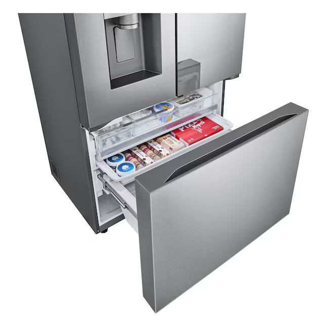 LG Counter-Depth MAX Mirror InstaView 25.5-cu ft Smart French Door Refrigerator with Dual Ice Maker - Water and Ice Dispenser and Door within Door (Fingerprint Resistant), ENERGY STAR