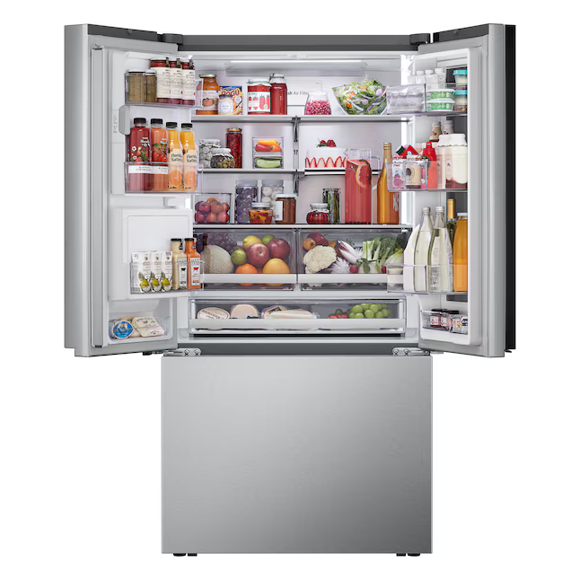 LG Counter-Depth MAX Mirror InstaView 25.5-cu ft Smart French Door Refrigerator with Dual Ice Maker - Water and Ice Dispenser and Door within Door (Fingerprint Resistant), ENERGY STAR