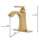 Alpine Reserve Chesler Brushed Gold Single Hole 1-handle WaterSense High-arc Residential Handle Bathroom Sink Faucet with Drain with Deck Plate, 67095W-624408 #3808602 *JR2511, Retail: $89.00, FINAL PRICE: $49.99 + TAX