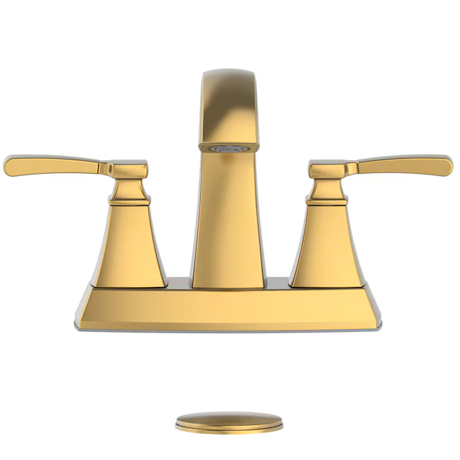 Alpine Reserve Chesler Brushed Gold 4-in Centerset 2-handle WaterSense High-arc Residential Handle Bathroom Sink Faucet with Drain with Deck Plate, 67123W-614408 #3808605 *JR2511, Retail: $99.00, FINAL PRICE: $59.99 + TAX