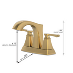 Alpine Reserve Chesler Brushed Gold 4-in Centerset 2-handle WaterSense High-arc Residential Handle Bathroom Sink Faucet with Drain with Deck Plate, 67123W-614408 #3808605 *JR2511, Retail: $99.00, FINAL PRICE: $59.99 + TAX