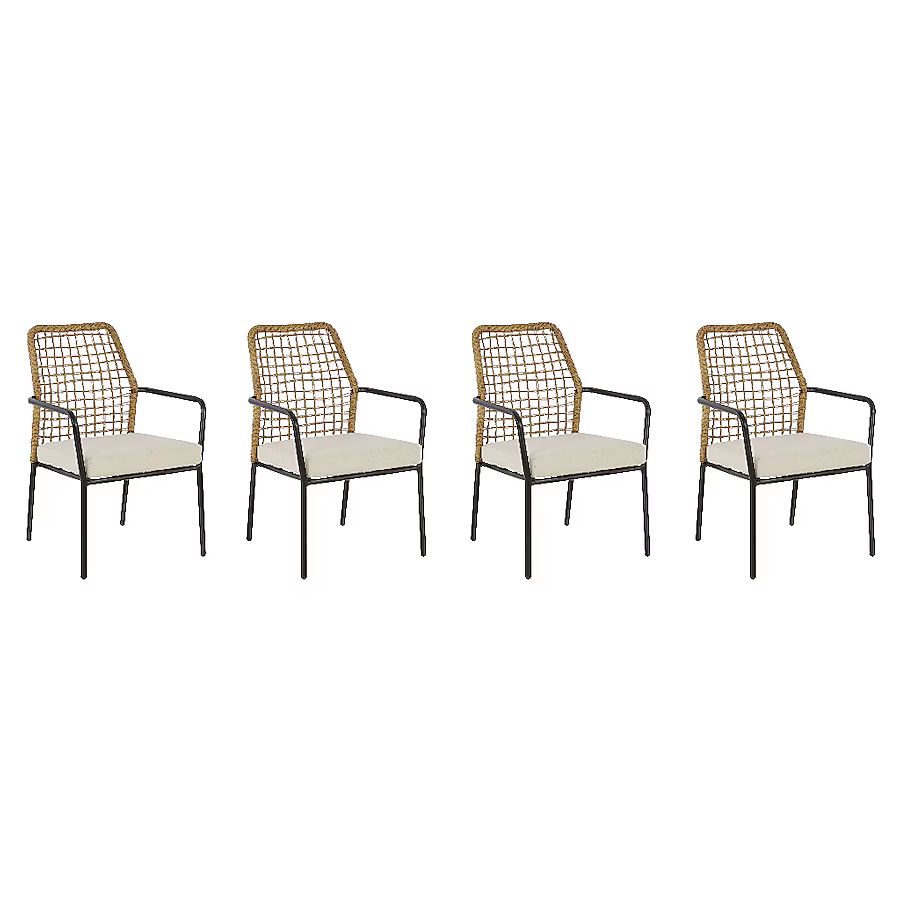 Origin 21 Clairmont Set of 4 Wicker Black Steel Frame Stationary Dining Chair with Cream Cushioned Seat, LG-22028-DC 5106704 *HD2509, Retail: $386.00, FINAL PRICE: $249.99 + TAX