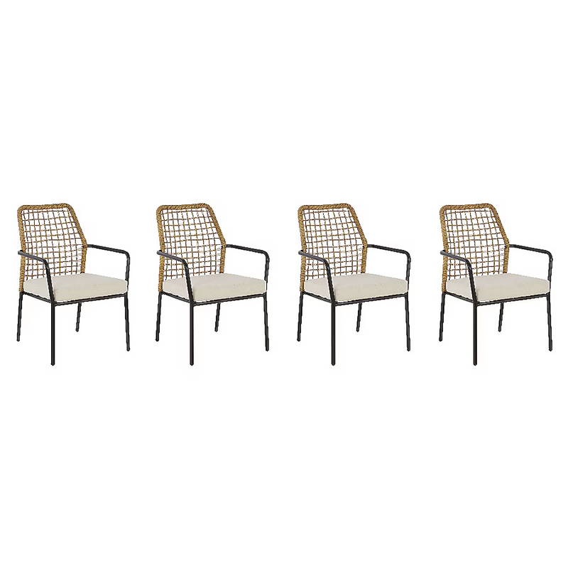 Origin 21 Clairmont Set of 4 Wicker Black Steel Frame Stationary Dining Chair with Cream Cushioned Seat, LG-22028-DC 5106704 *HD2509, Retail: $386.00, FINAL PRICE: $249.99 + TAX