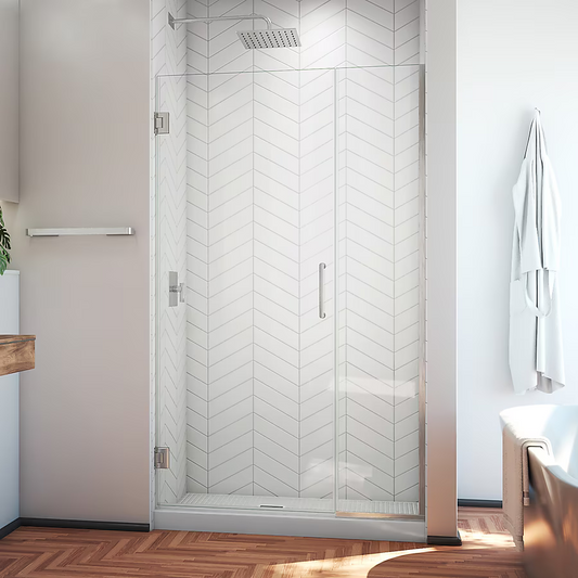 **In 4 Pieces** DreamLine Unidoor Plus Brushed Nickel 37-in to 37-1/2-in W x 72-in H Frameless Hinged Shower Door, SHDR-243707210-04 *HD2408, Retail: $847.05, FINAL PRICE: $399.99 + TAX