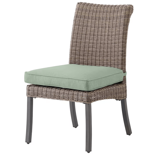 Allen + Roth Isla Park SET OF 4 Woven Brown Steel Frame Stationary Dining Chair with Green Cushioned Seat 5106723 FRS81359-C, MSRP: $800, [FB019] - Final Price: $429.99 + Tax