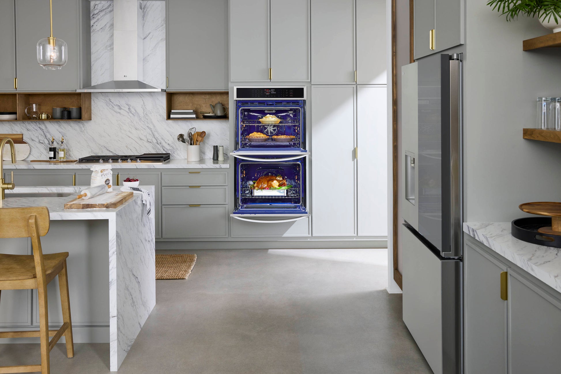 LG 30 inch Double Electric Wall Oven with Air Fry Self-cleaning ( PrintProof Stainless Steel )